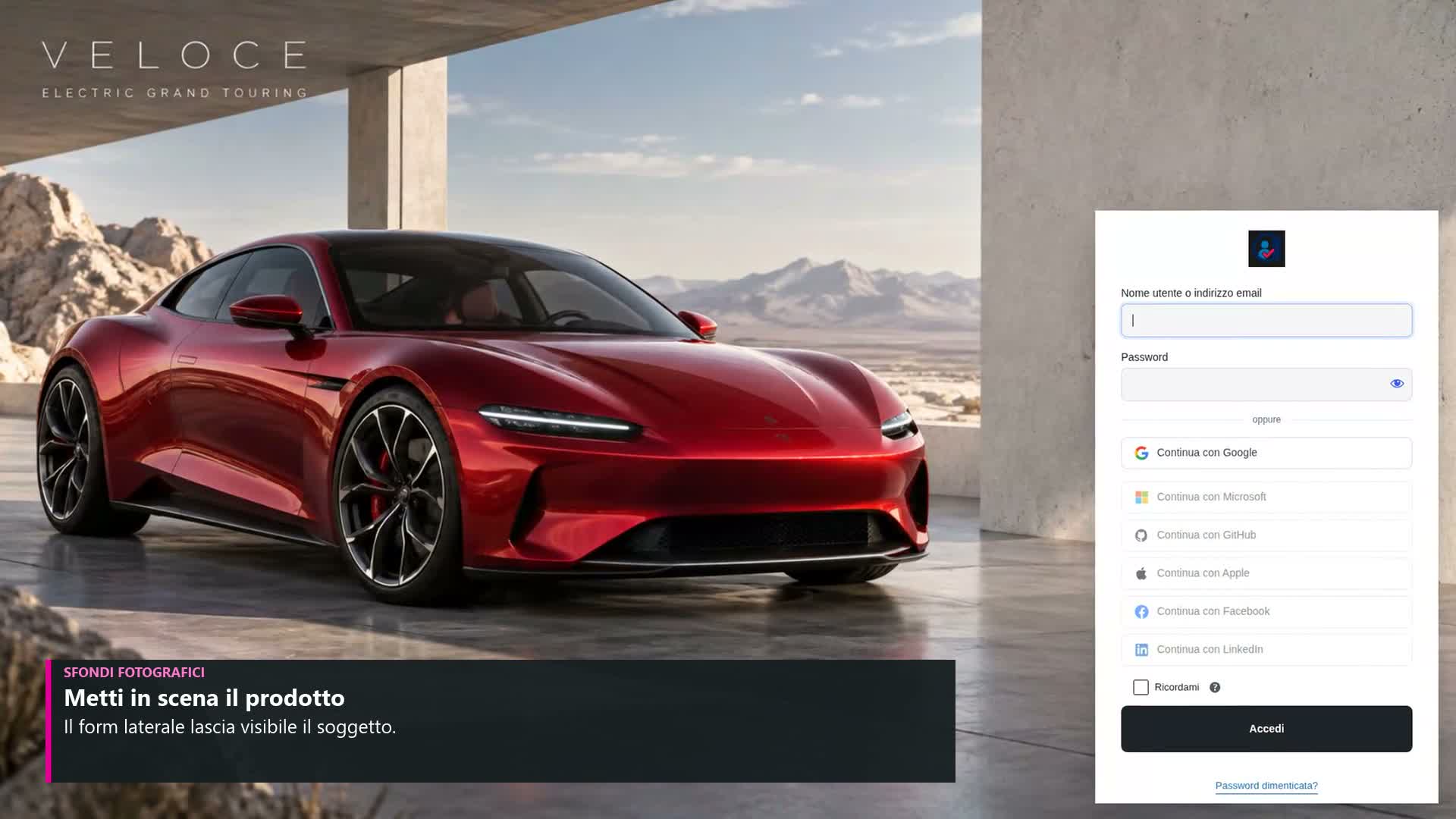 Sfondi fotografici - esempio reale Smart Login Premium