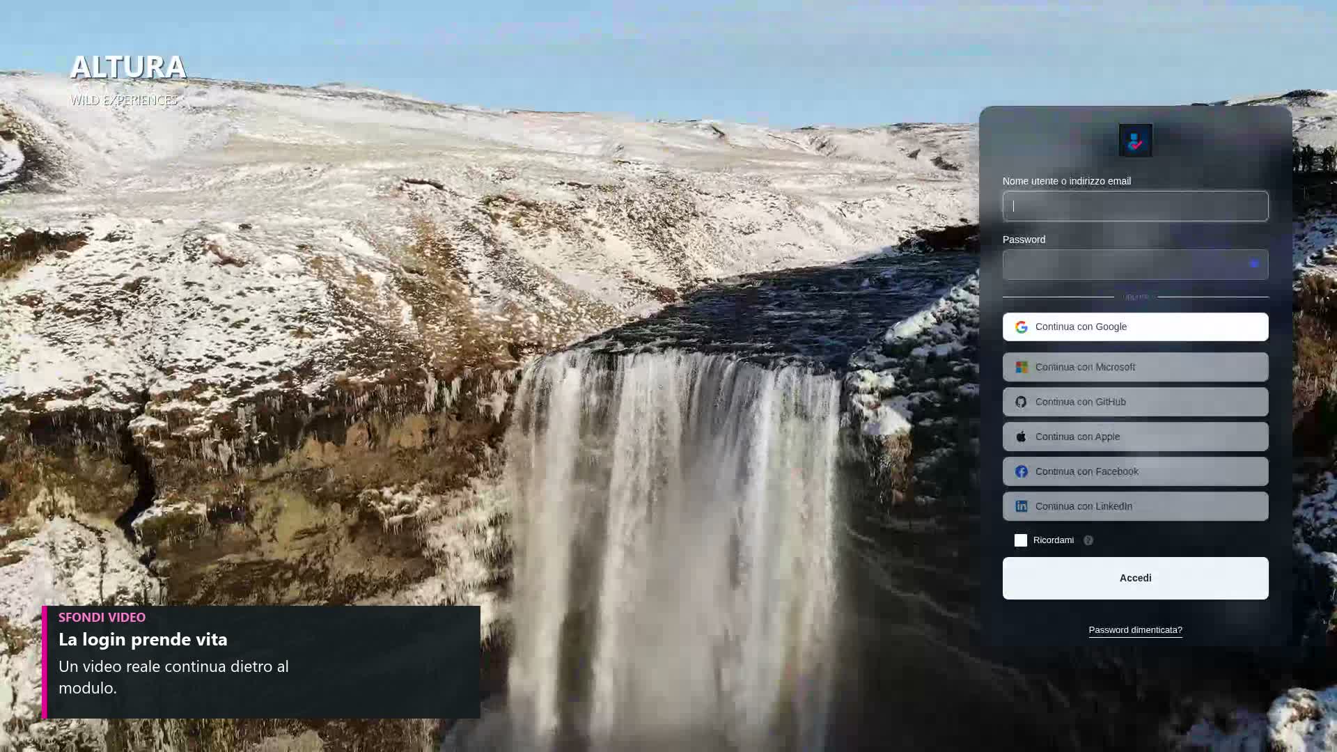 Sfondi video - esempio reale Smart Login Premium