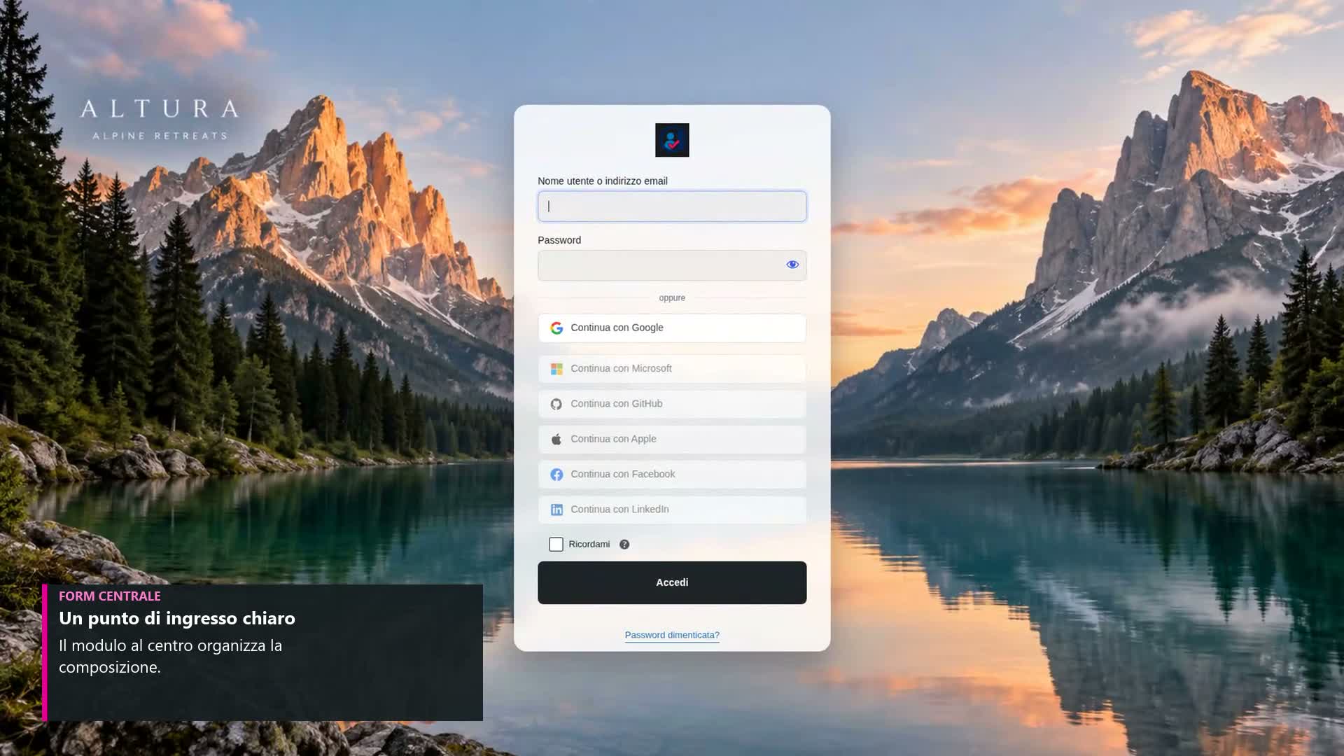 Form centrale - esempio reale Smart Login Premium