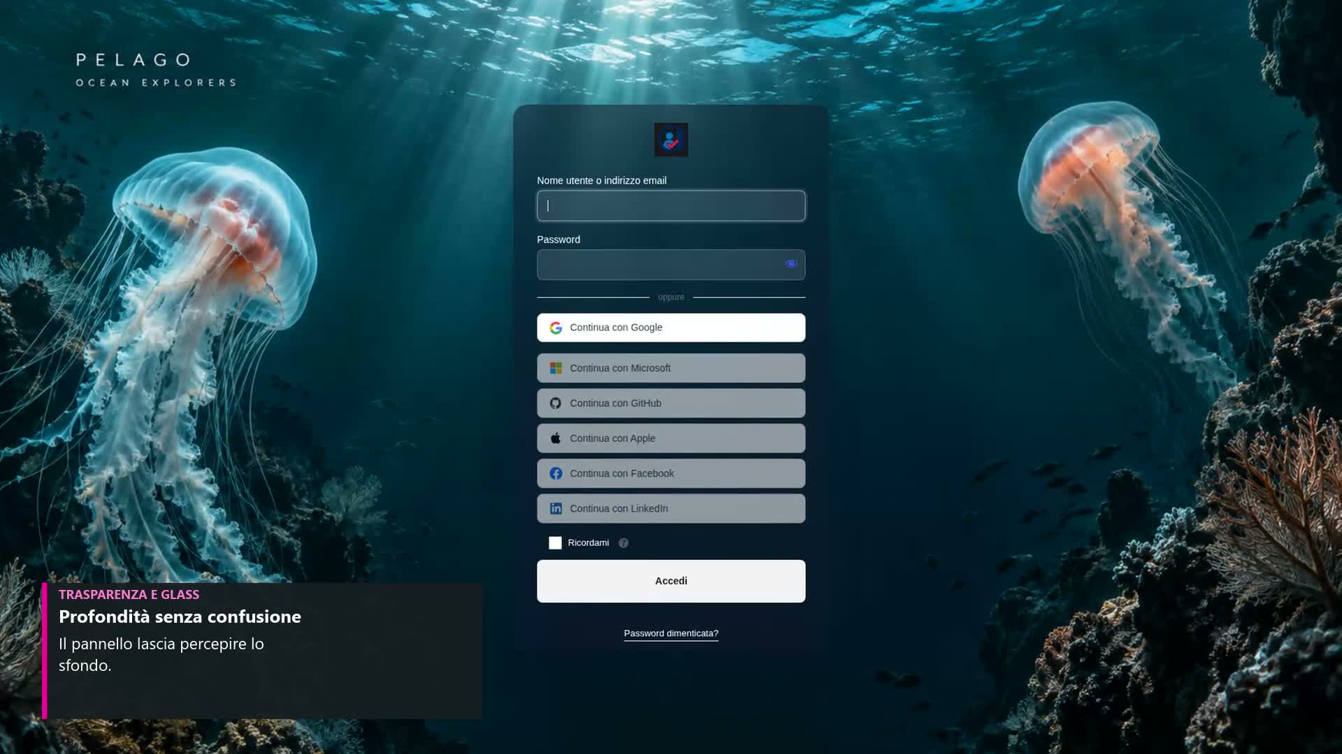 Trasparenza e glass - esempio reale Smart Login Premium