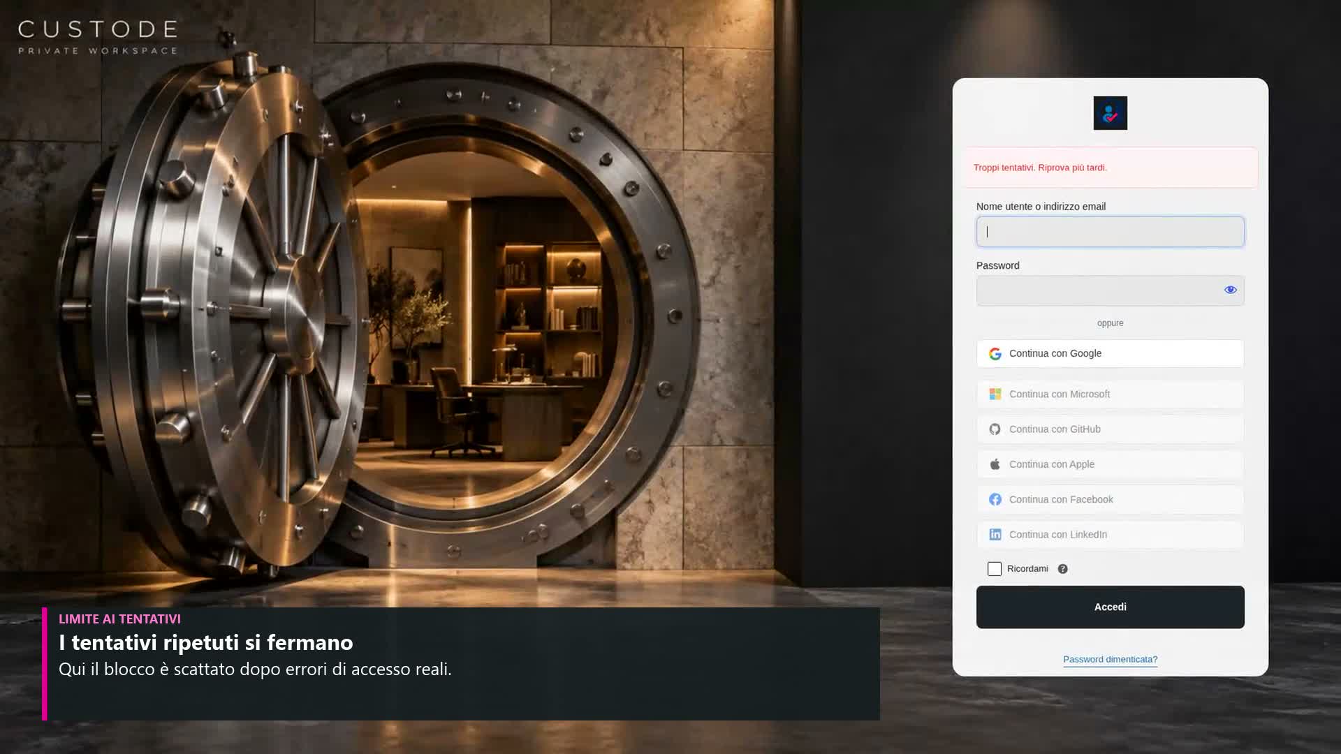 Limite ai tentativi - esempio reale Smart Login Premium